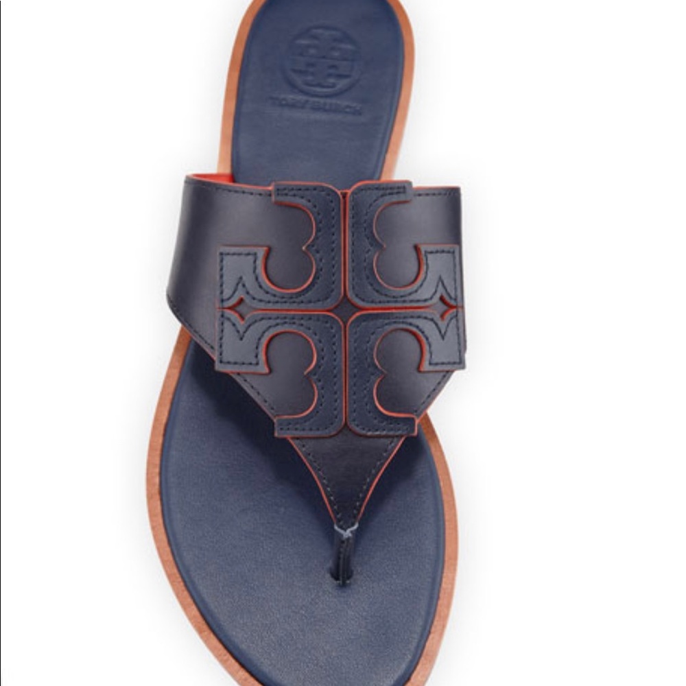 Tory Burch Jamie Full Logo Thong Royal Navy/Red Canyon